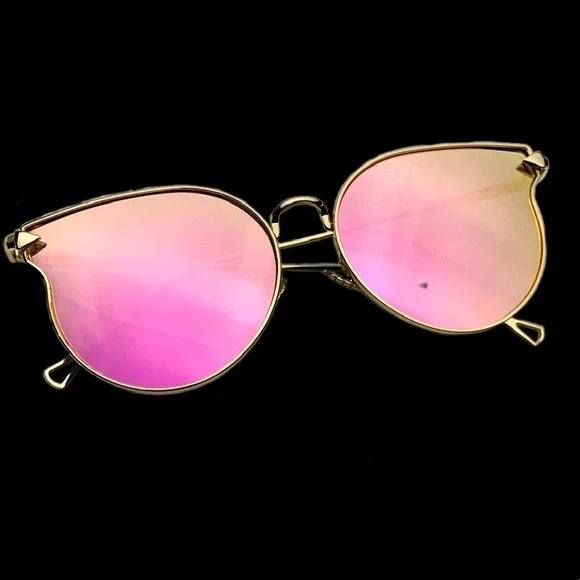 Cat Eye Pink Sunglasses Polarized Mirrored Flat-Lens Eyewear UV 400 Protection - Picture 2 of 12